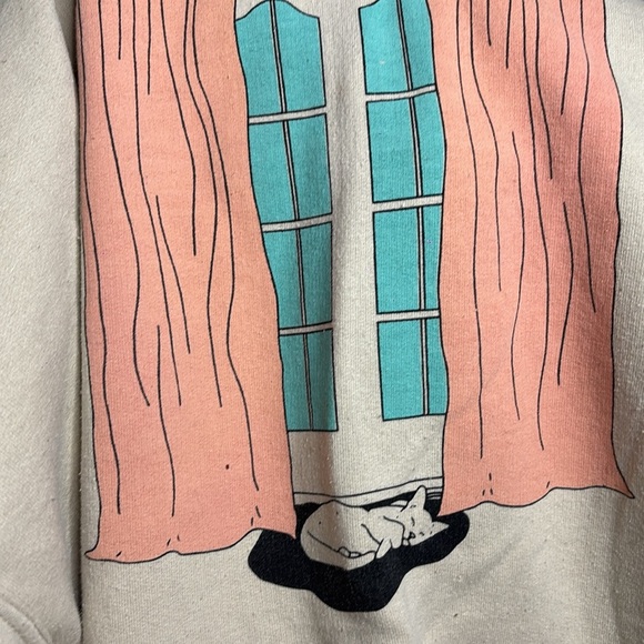 Cat Nap by the Window Beige Graphic Hoodie XL - Picture 5 of 5